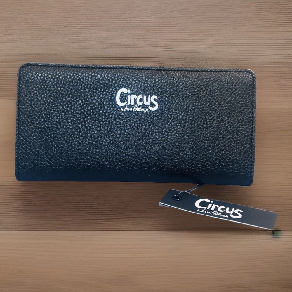 Circus‎ Sam Edelman Black Faux Leather Bi-fold Card ID Receipt Wallet 13 Spaces